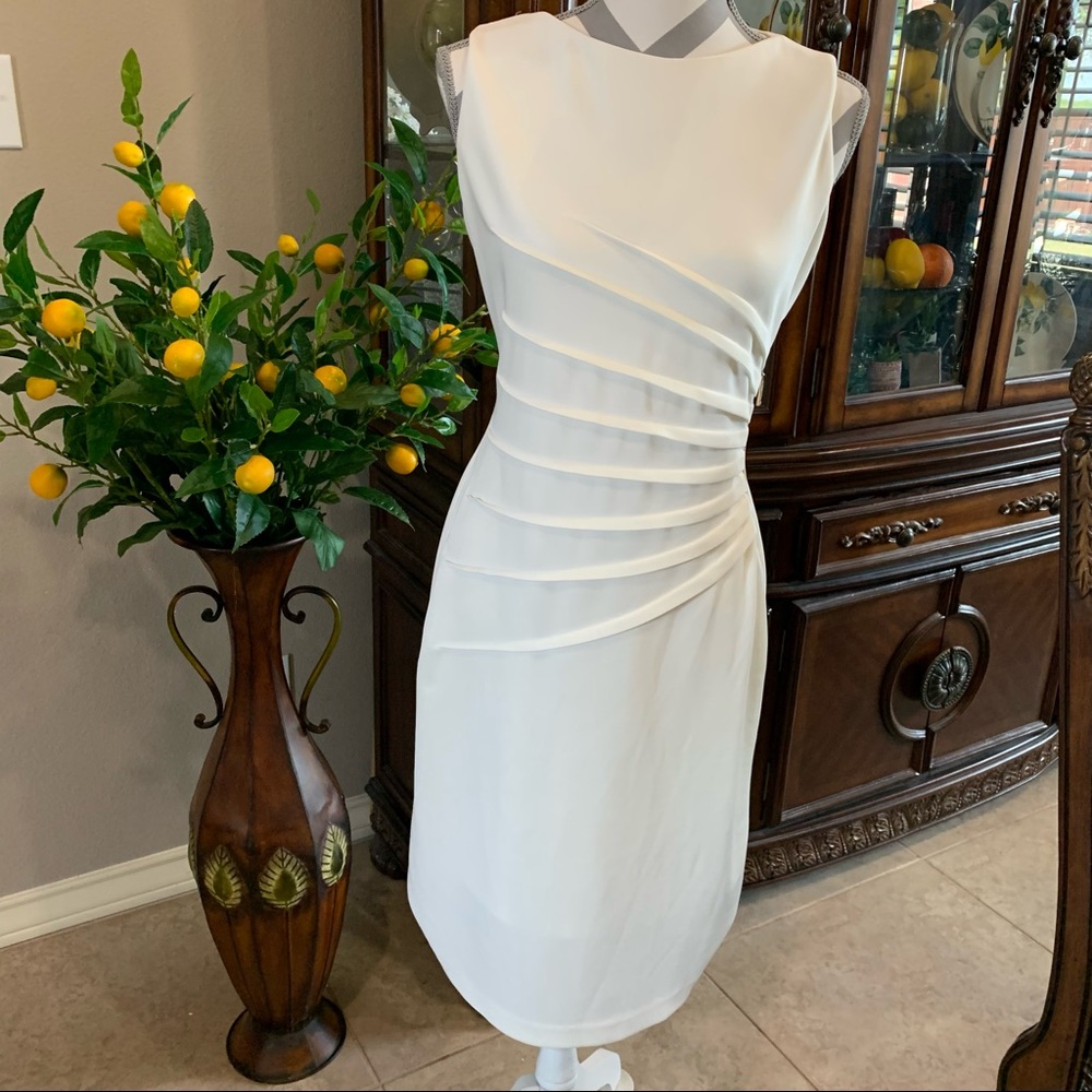 Ivanka Trump | Ivory Sunburst Sheath Dress Size 10